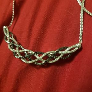 Black and white diamond necklace set in 925 silver